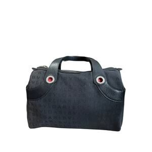 BVLGARI Logo Mania Black Canvas Leather Satchel Bag Authentic COA